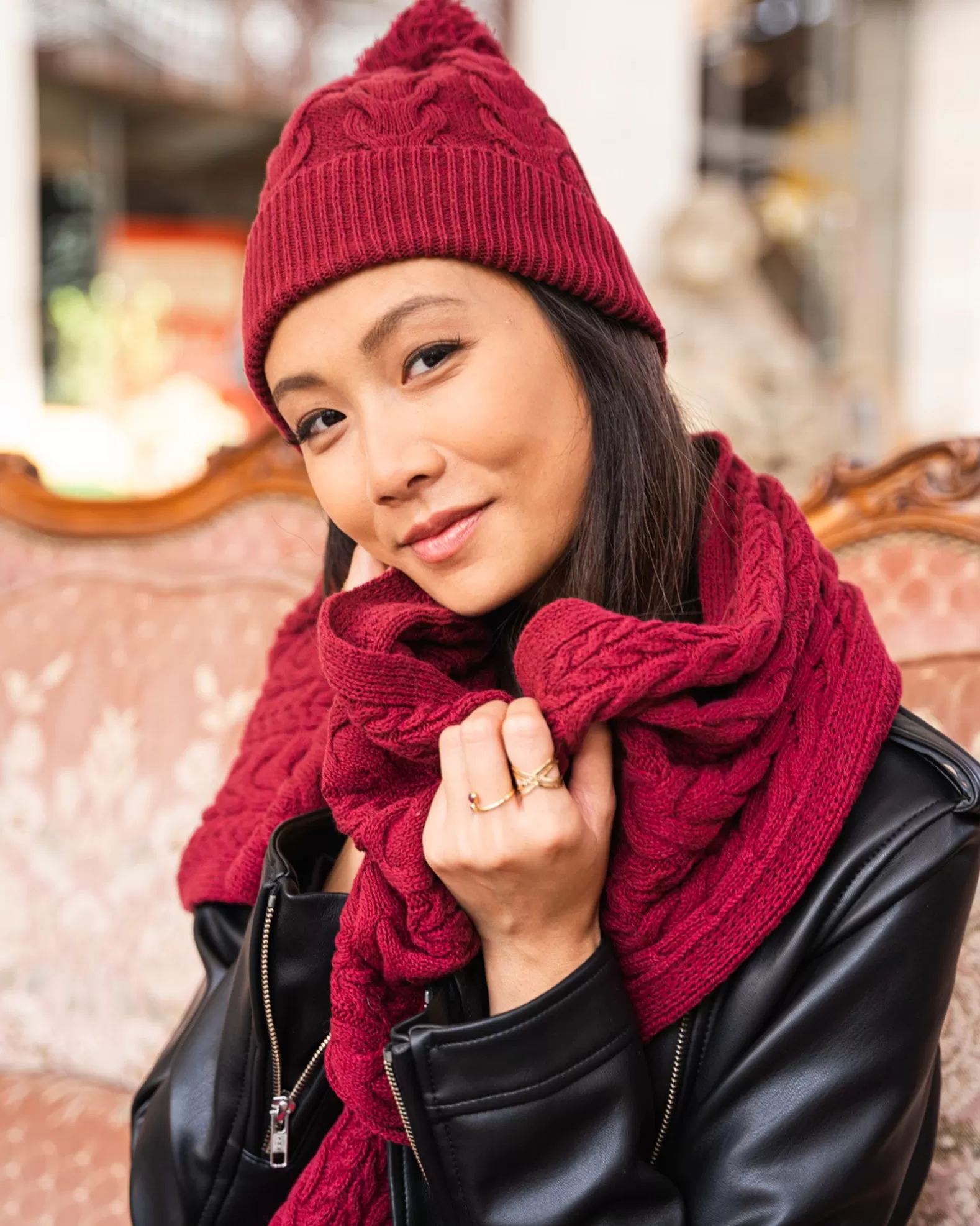 Minuit sur Terre Flocon Bordeaux< Scarves & Hats